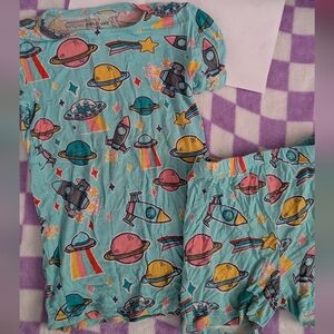 Posh Peanut Space Adventure Pajama Set - Teal and Pink